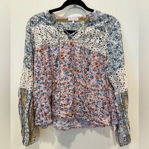 Red Camel Multicolor Floral Lace Blouse